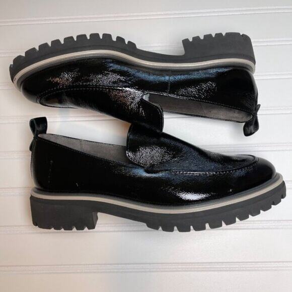 Paul Green Naomi Platform Loafer Black Crinkled Patent Leather NWOB Women’s 10 - Picture 5 of 14